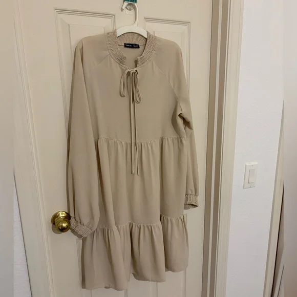 SHEIN Beige Long Sleeve Tunic/Dress - Picture 1 of 4